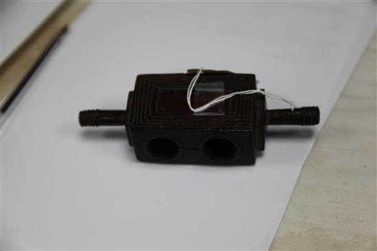 A South Sea Islands oceanic carved hardwood matrimonial smoking pipe, 6.25in.